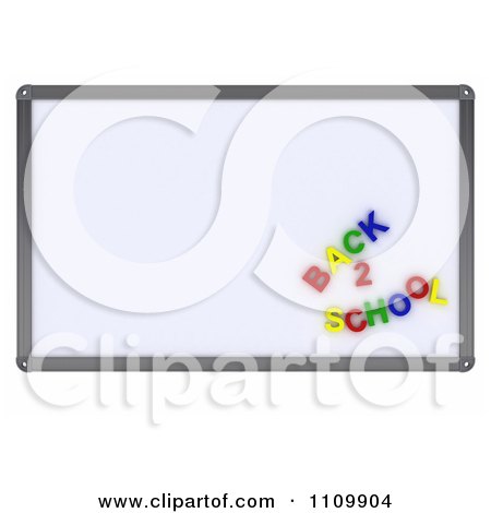 Clipart 3d White Board With Back To School Magnets - Royalty Free CGI Illustration by KJ Pargeter