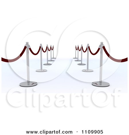 Clipart 3d Velvet Ropes And Poles Leading Down A Path - Royalty Free CGI Illustration by KJ Pargeter