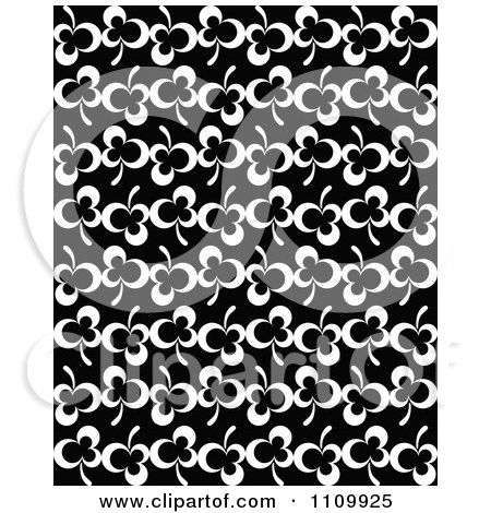 Clipart Black And White Seamless Clover Leaf Pattern - Royalty Free Vector Illustration by Vector Tradition SM