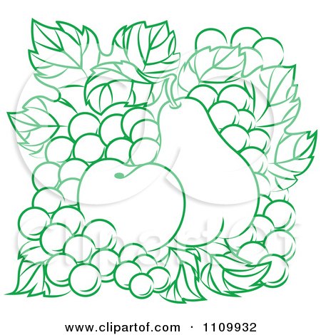 Clipart Green And White Apple Pear And Grapes - Royalty Free Vector Illustration by Vector Tradition SM