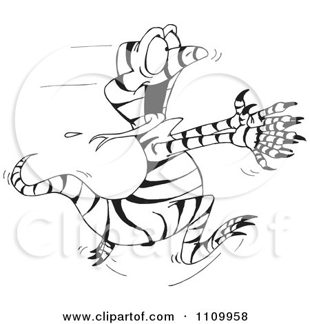 Clipart Black And White Australian Goanna Lizard Running - Royalty Free Vector Illustration by Dennis Holmes Designs