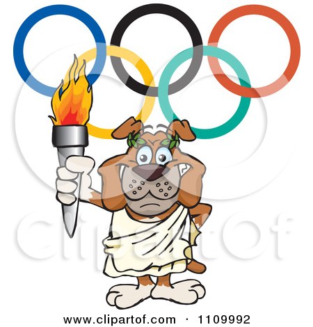 olympic games bulldog holding a torch under rings posters art prints by interior wall decor 1109992