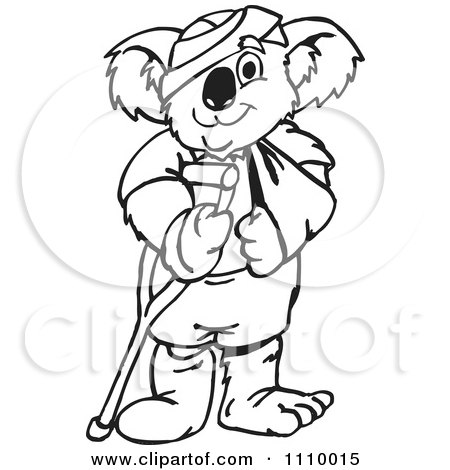 Clipart Black And White Aussie Koala With Injuries - Royalty Free Vector Illustration by Dennis Holmes Designs