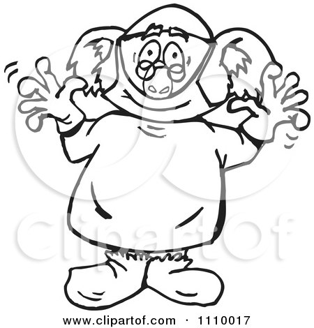 Clipart Black And White Aussie Koala Surgeon - Royalty Free Vector Illustration by Dennis Holmes Designs