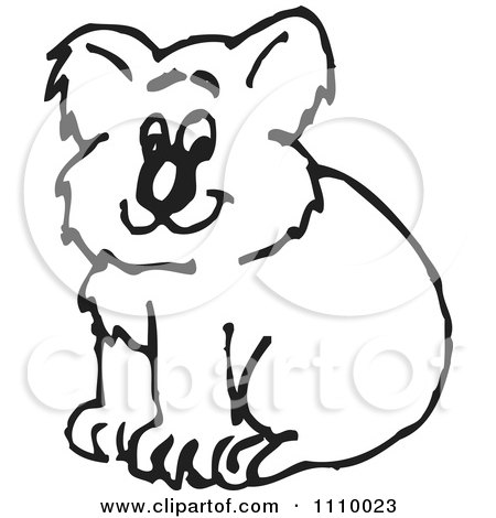 Clipart Black And White Aussie Koala - Royalty Free Vector Illustration by Dennis Holmes Designs
