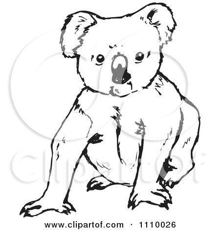 Clipart Black And White Koala - Royalty Free Vector Illustration by Dennis Holmes Designs