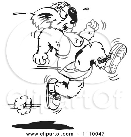 Clipart Black And White Aussie Koala Running - Royalty Free Vector Illustration by Dennis Holmes Designs
