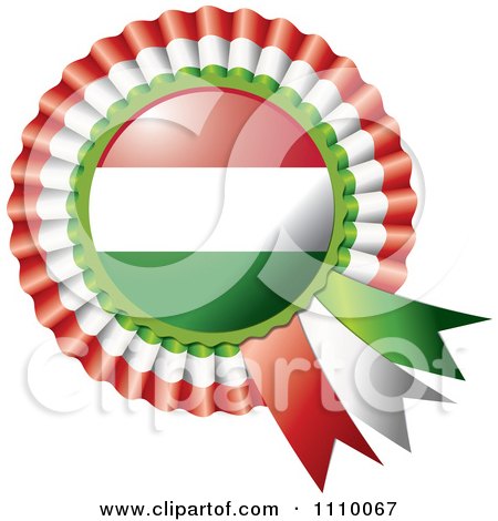 Clipart Shiny Hungarian Flag Rosette Bowknots Medal Award - Royalty Free Vector Illustration by MilsiArt