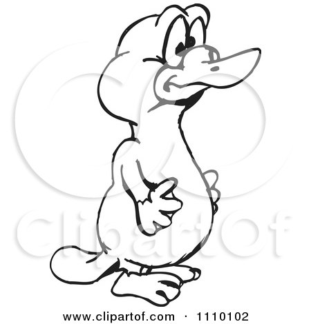 Clipart Black And White Aussie Platypus Facing Right - Royalty Free Vector Illustration by Dennis Holmes Designs