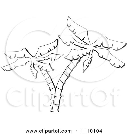 Clipart Black And White Palm Trees - Royalty Free Vector Illustration by Dennis Holmes Designs