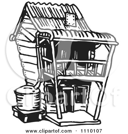Clipart Black And White Aussie Pub Building - Royalty Free Vector Illustration by Dennis Holmes Designs