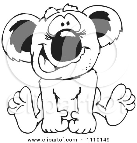 Clipart Black And White Aussie Koala Baby Sitting - Royalty Free Vector Illustration by Dennis Holmes Designs