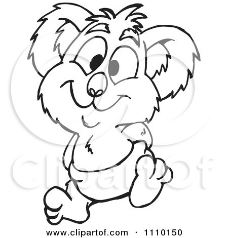 Clipart Black And White Aussie Koala Baby - Royalty Free Vector Illustration by Dennis Holmes Designs