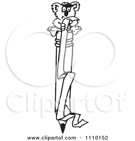 Clipart Black And White Aussie Koala Accountant With A List On A Pencil - Royalty Free Vector Illustration by Dennis Holmes Designs