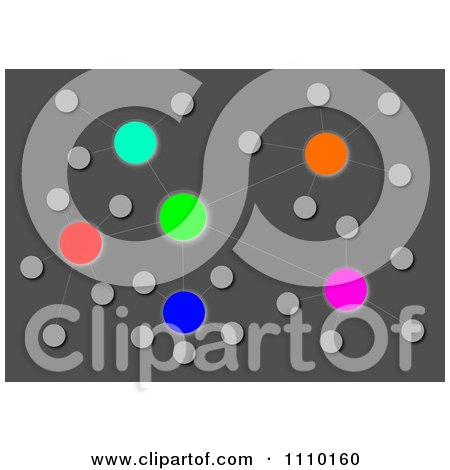 Clipart Colorful Cluster Network Over Gray - Royalty Free Illustration by oboy