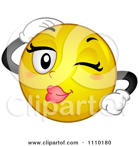 Clipart Yellow Smiley Winking And Flirting - Royalty Free Vector Illustration by BNP Design Studio