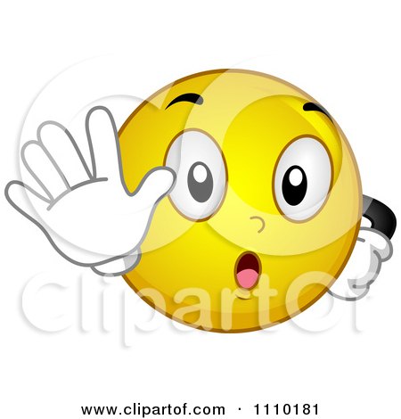 Clipart Yellow Smiley Gesturing To Stop - Royalty Free Vector Illustration by BNP Design Studio