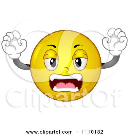 Clipart Yellow Smiley Vampire Holding Up Fists - Royalty Free Vector Illustration by BNP Design Studio