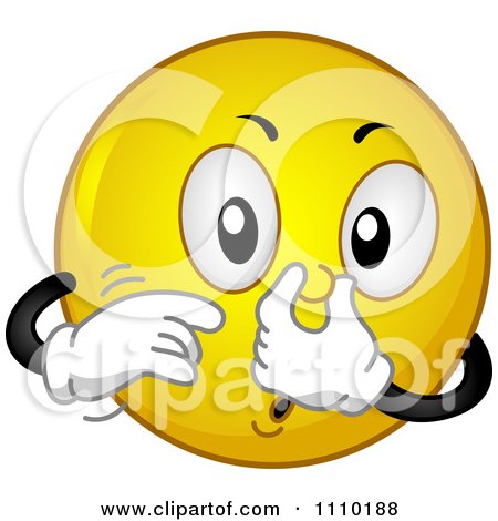 Clipart Yellow Smiley Plugging His Nose - Royalty Free Vector Illustration by BNP Design Studio