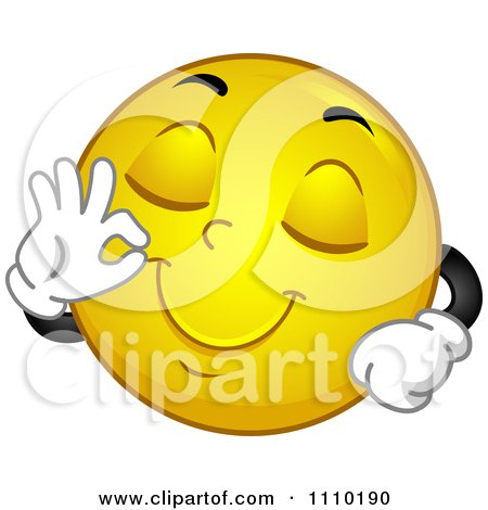 Clipart Yellow Smiley Gesturing Okay For Delicious - Royalty Free Vector Illustration by BNP Design Studio