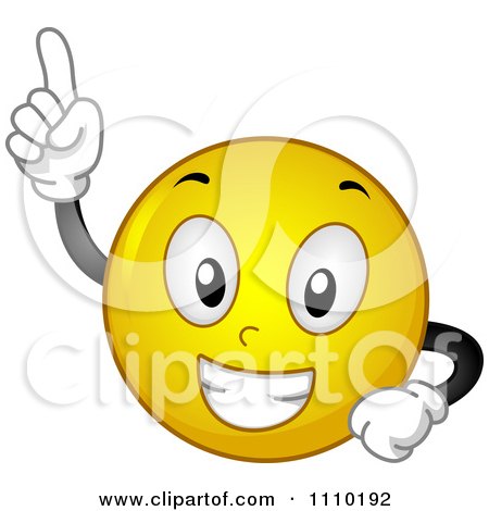 Clipart Yellow Smiley Holding Up A Finger - Royalty Free Vector Illustration by BNP Design Studio