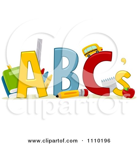 Clipart Alphabet School Items With ABCs - Royalty Free Vector Illustration by BNP Design Studio