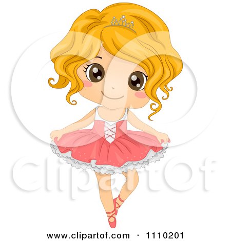 Clipart Happy Blond Ballerina Dancing In A Tu Tu - Royalty Free Vector Illustration by BNP Design Studio