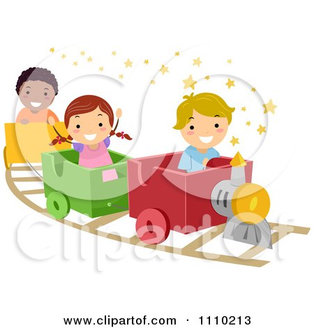Clipart Happy Kids On A Train Ride - Royalty Free Vector Illustration by BNP Design Studio