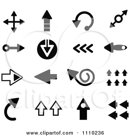 Clipart Black And White Arrow Icons - Royalty Free Vector Illustration by Prawny
