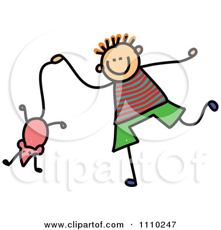 Clipart Sketched Stick Boy Catching A Mouse - Royalty Free Vector Illustration by Prawny