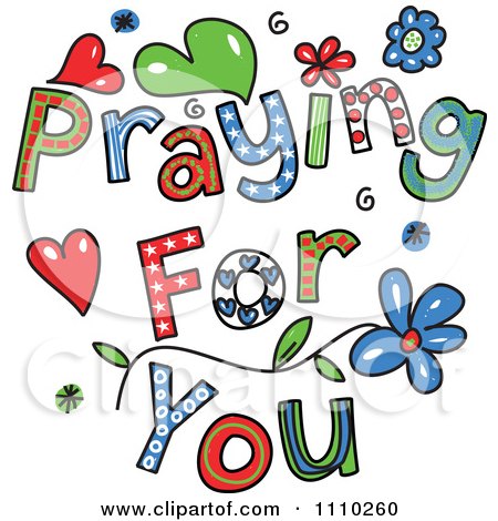 Clipart Colorful Sketched Praying For You Text 2 - Royalty Free Vector Illustration by Prawny