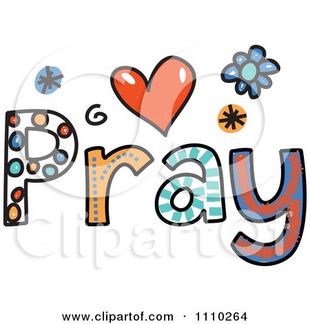 Clipart Colorful Sketched Pray Text 3 - Royalty Free Vector Illustration by Prawny