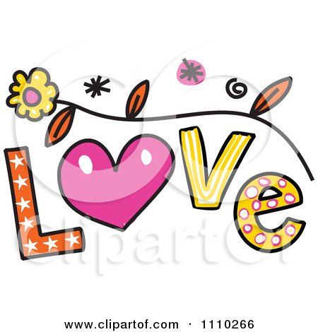 Clipart Colorful Sketched Love Text - Royalty Free Vector Illustration by Prawny