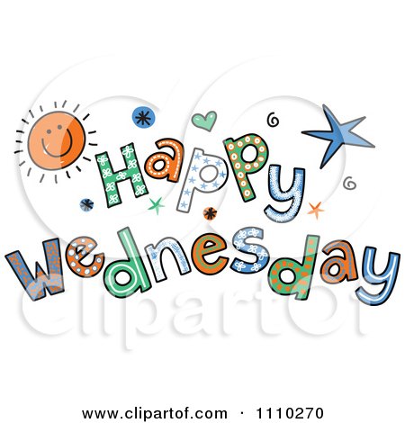 Clipart Colorful Sketched Happy Wednesday Text - Royalty Free Vector Illustration by Prawny