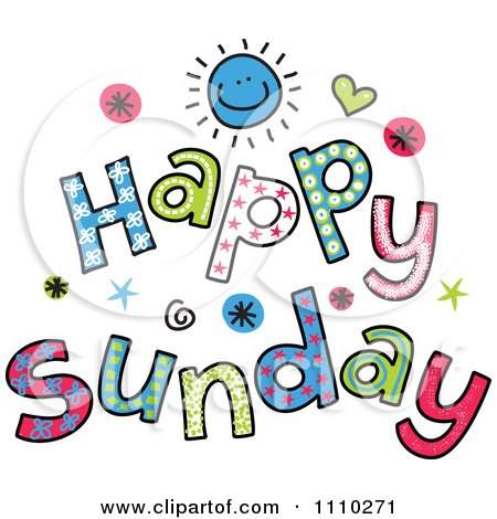 Clipart Colorful Sketched Happy Sunday Text - Royalty Free Vector Illustration by Prawny
