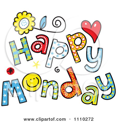 Clipart Colorful Sketched Happy Monday Text - Royalty Free Vector Illustration by Prawny