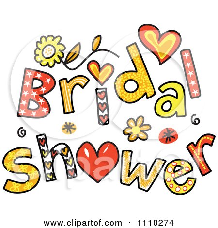 Clipart Colorful Sketched Bridal Shower Text 2 - Royalty Free Vector Illustration by Prawny