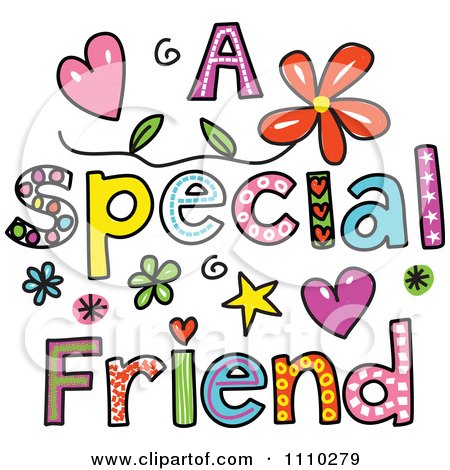 Clipart Colorful Sketched A Special Friend Text - Royalty Free Vector Illustration by Prawny