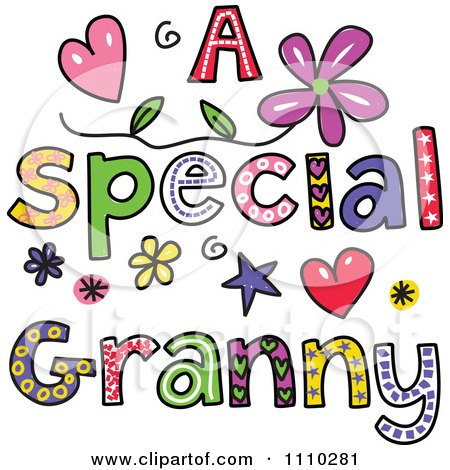 Clipart Colorful Sketched A Special Granny Text - Royalty Free Vector Illustration by Prawny