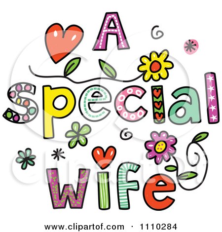 Clipart Colorful Sketched A Special Wife Text - Royalty Free Vector Illustration by Prawny