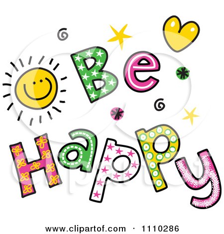 Clipart Colorful Sketched Be Happy Text - Royalty Free Vector Illustration by Prawny