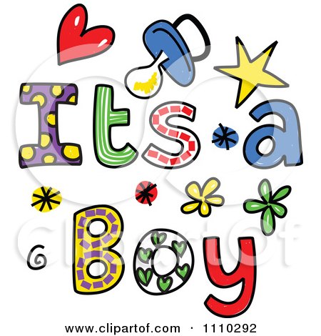Clipart Colorful Sketched Its A Boy Text - Royalty Free Vector Illustration by Prawny