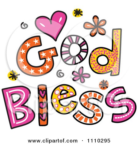 Clipart Colorful Sketched God Bless Text 1 - Royalty Free Vector Illustration by Prawny