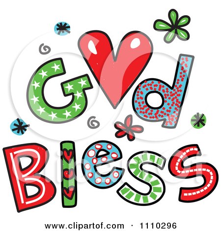 Clipart Colorful Sketched God Bless Text 2 - Royalty Free Vector Illustration by Prawny