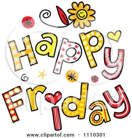 Clipart Colorful Sketched Happy Friday Text - Royalty Free Vector Illustration by Prawny