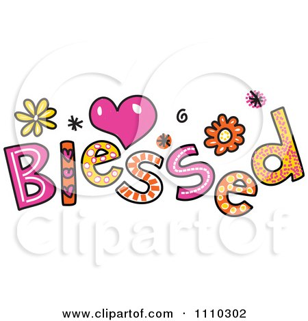 Clipart Colorful Sketched Blessed Text - Royalty Free Vector Illustration by Prawny