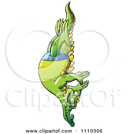 Clipart Athletic Swimmer Alligator High Diving - Royalty Free Vector Illustration by Zooco