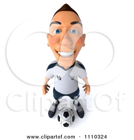 Clipart 3d White German Soccer Player 3 - Royalty Free CGI Illustration