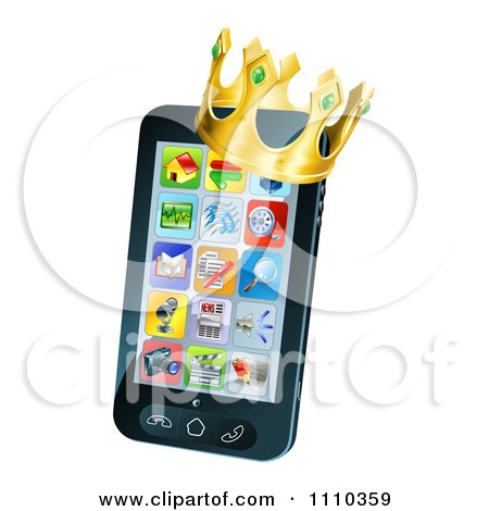 Clipart 3d Cell Phone With A Crown - Royalty Free Vector Illustration by AtStockIllustration