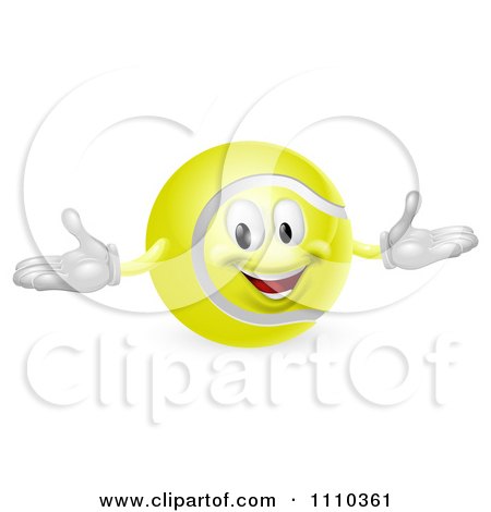 Clipart 3d Happy Tennis Ball Mascot - Royalty Free Vector Illustration by AtStockIllustration